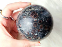 Load image into Gallery viewer, Pakistan Bloodstone Sphere (Garnet in Black Mica)