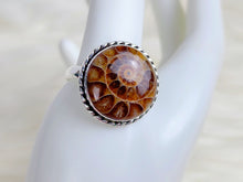 Load image into Gallery viewer, Ammonite Sterling Silver Ring, size 12.25
