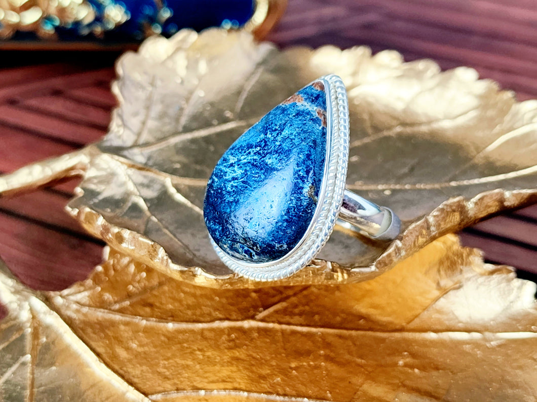 Azurite Sterling Silver Ring, size 8.75