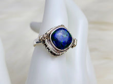 Load image into Gallery viewer, Azurite &amp; Malachite Poison Ring, Sterling Silver, size 10.75
