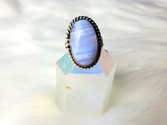 Blue Lace Agate Sterling Silver Ring, size 5.75