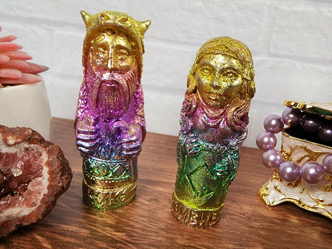 Large Bismuth Odin & Freya Idols