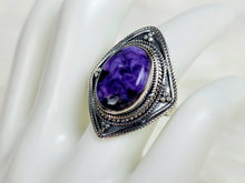 Load image into Gallery viewer, Charoite Sterling Silver Ring, size 7.5
