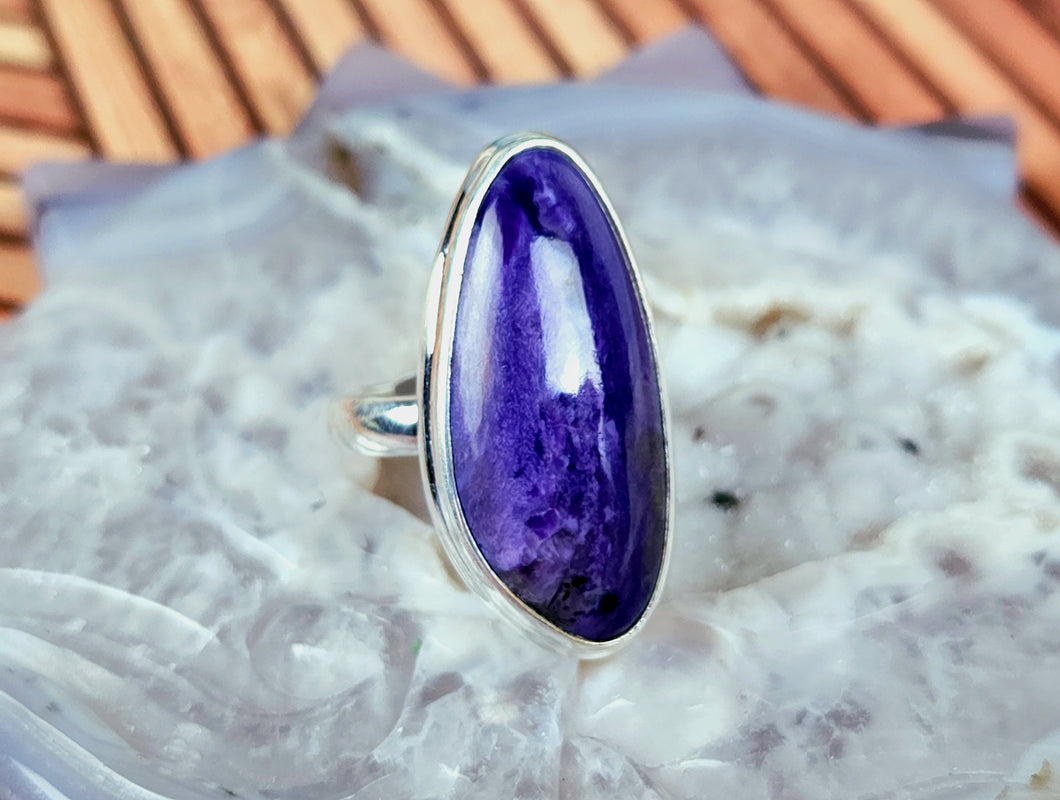 Charoite Sterling Silver Ring, size 10