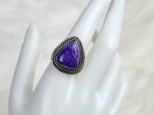 Load image into Gallery viewer, Charoite Sterling Silver Ring, size 9.5
