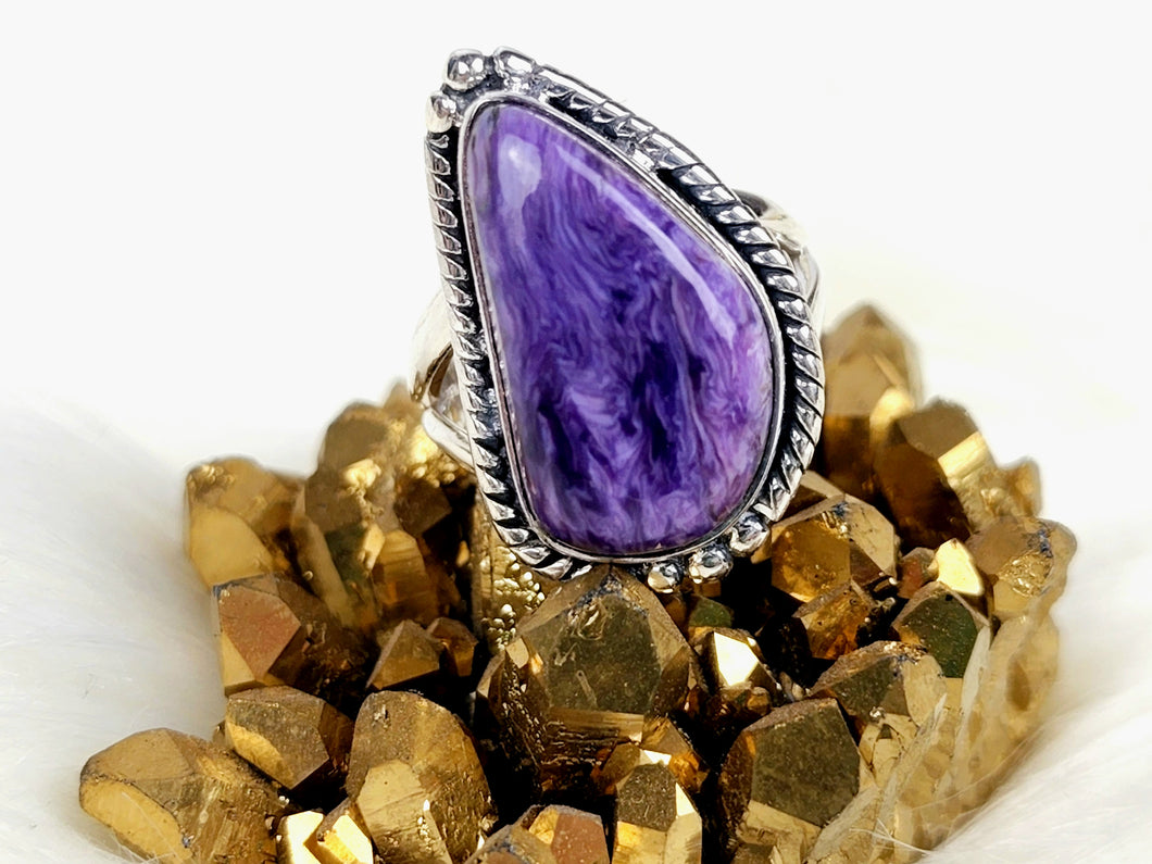 Charoite Sterling Silver Ring, size 6