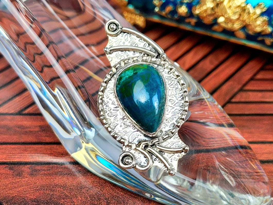 Chrysocolla Sterling Silver Ring, size 6.75