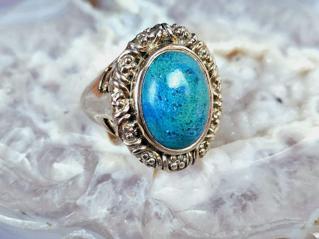 Chrysocolla Sterling Silver Ring, size 8