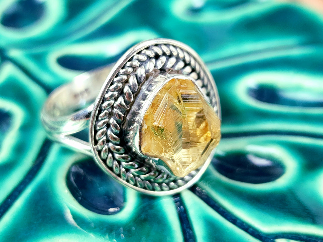 Citrine Sterling Silver Ring, size 9.25