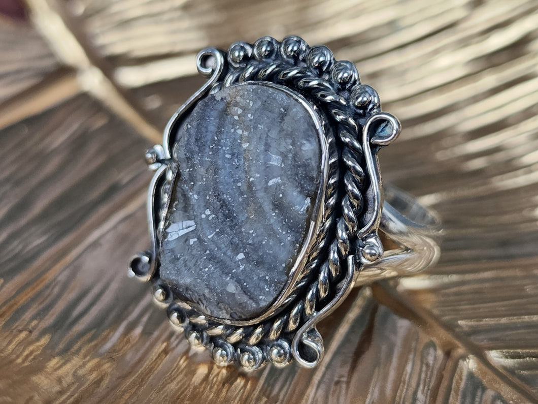 Desert Druzy Sterling Silver Ring, size 8