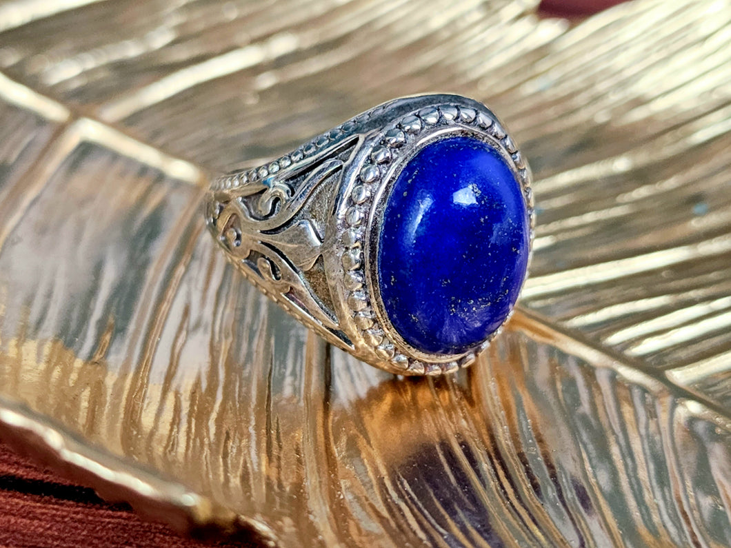 Lapis Lazuli Sterling Silver Ring, size 8.75