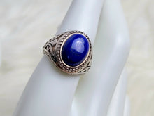 Load image into Gallery viewer, Lapis Lazuli Sterling Silver Ring, size 8.75
