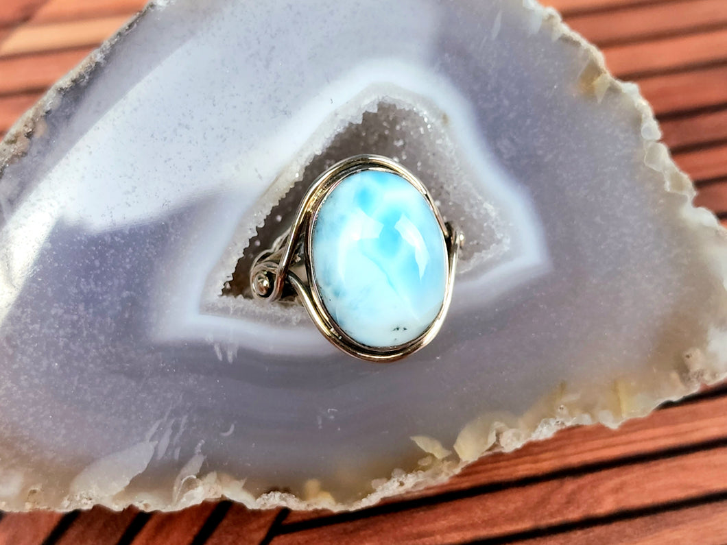 Larimar Sterling Silver Ring, size 6.25