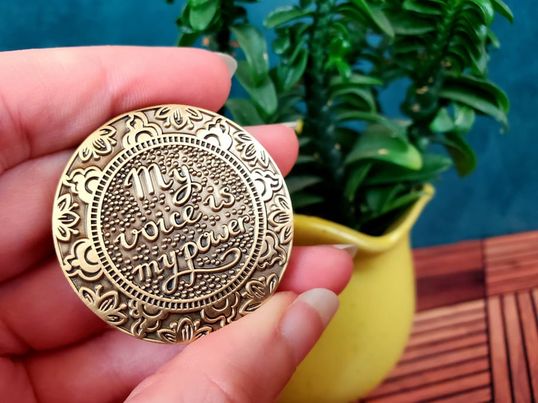 My Voice is my Power Mantra Medallion
