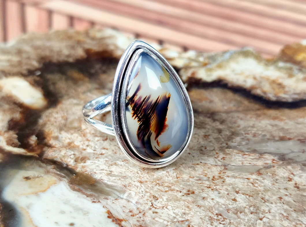 Montana Agate Sterling Silver Ring, size 9