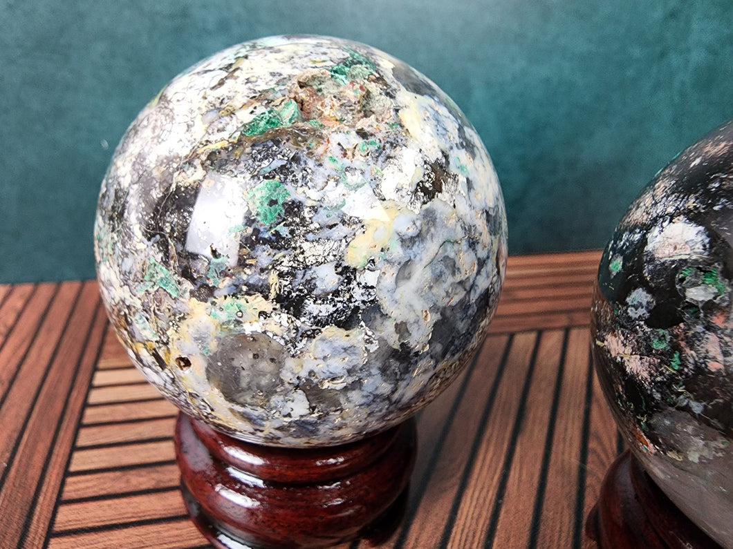 Ocean Opal Sphere (Malachite Inclusions)