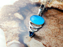 Load image into Gallery viewer, Peruvian Blue Opal &amp; London Blue Topaz Sterling Silver Pendant
