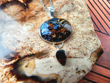 Load image into Gallery viewer, Pietersite &amp; Garnet Sterling Silver Pendant
