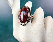 Load image into Gallery viewer, Plume Agate Sterling Silver Ring, size 7
