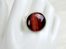 Load image into Gallery viewer, Red Tiger&#39;s Eye Large Sterling Silver Ring, size 10.25
