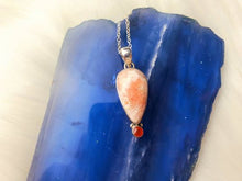 Load image into Gallery viewer, Scolecite &amp; Carnelian Sterling Silver Pendant
