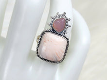 Load image into Gallery viewer, Scolecite and Rose Quartz Sterling Silver Ring, size 7
