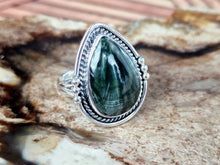 Load image into Gallery viewer, Seraphinite Sterling Silver Ring, size 7.75
