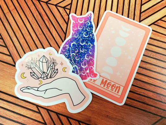 Pink Moon Sticker Set + Mystery Crystal