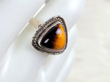 Load image into Gallery viewer, Tiger&#39;s Eye Sterling Silver Ring, size 9
